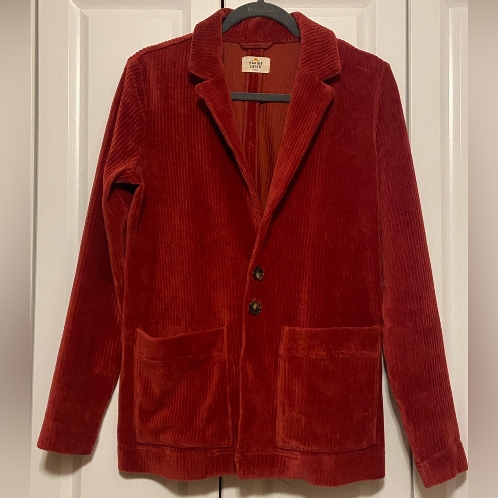 Marine Layer Montreal Corduroy Blazer Jacket Rosewood Red Size Small - Picture 2 of 8